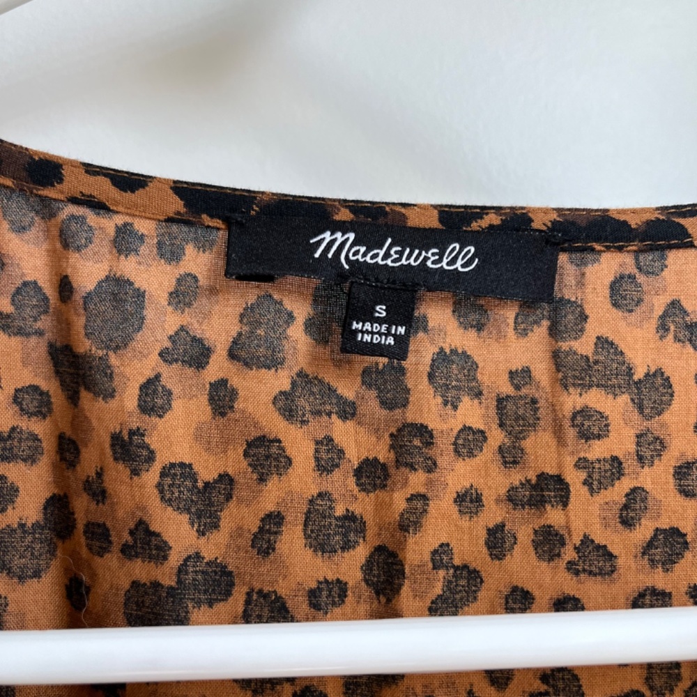 Madewell Flutter-Sleeve Wrap Mini Dress in Painted Leopard - Picture 7 of 8